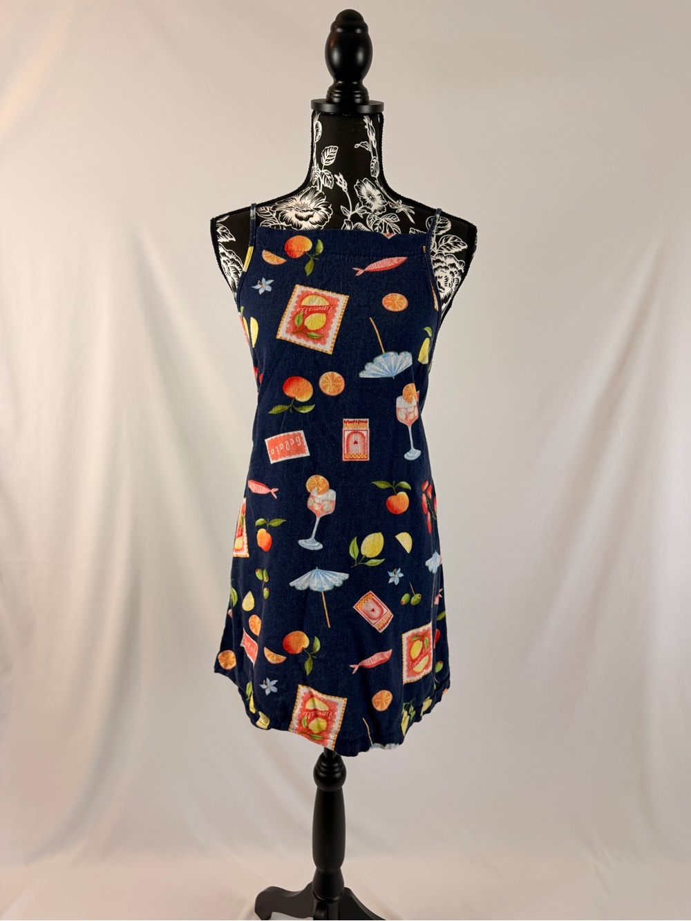 Navy Fruit & Cocktail Print Sundress